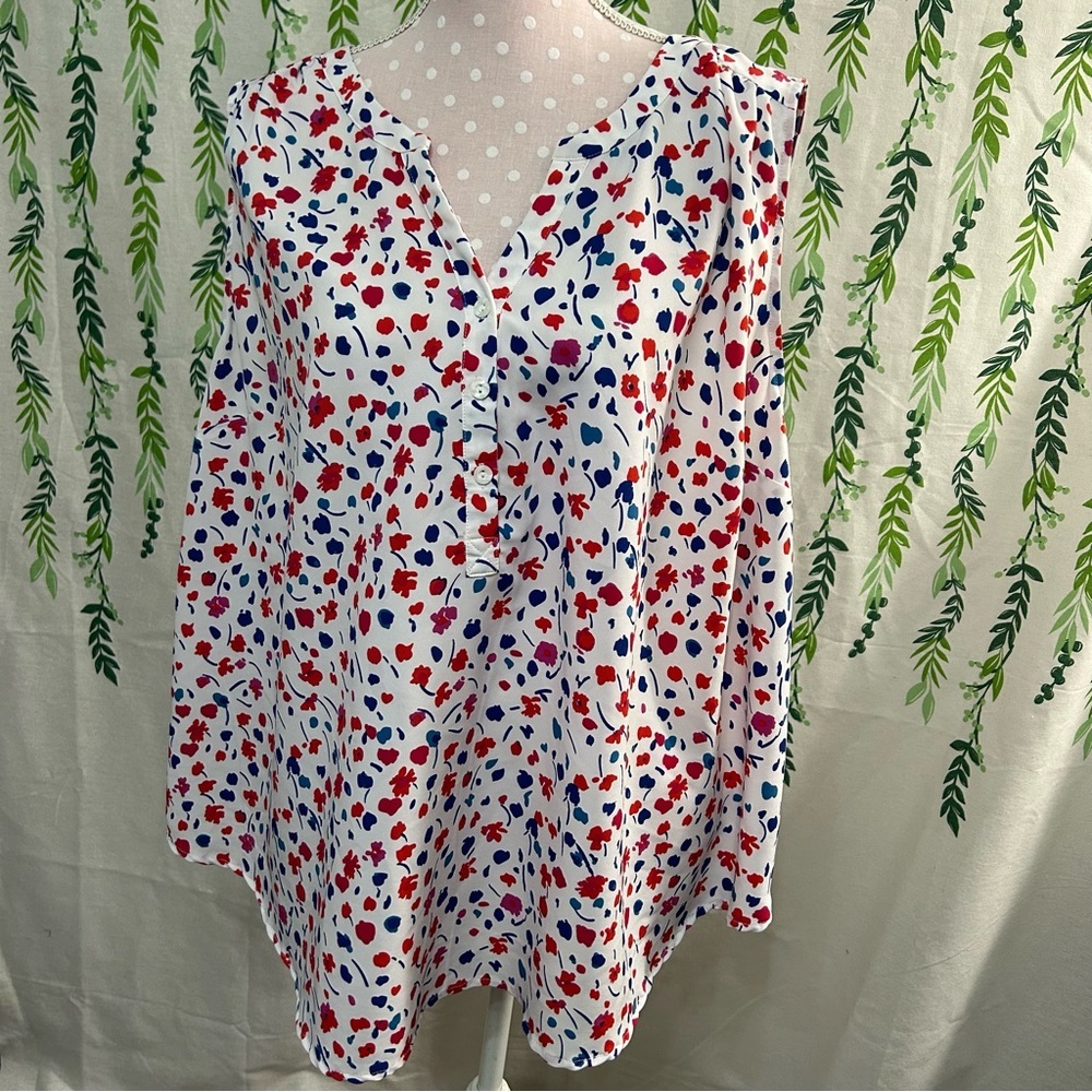 Ruffled White and Red Blouse with Relaxed Fit A3